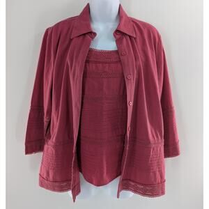 Christopher & Banks Smocked Linen Top Jacket Combo